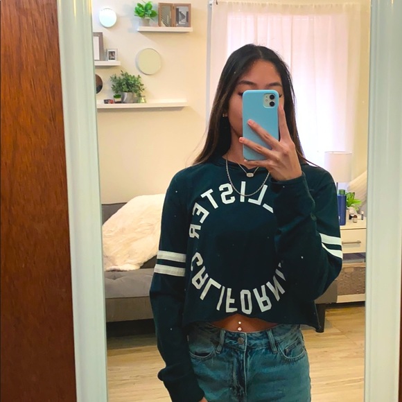 Navy Blue Hollister Graphic Tee with Hood - Picture 5 of 5